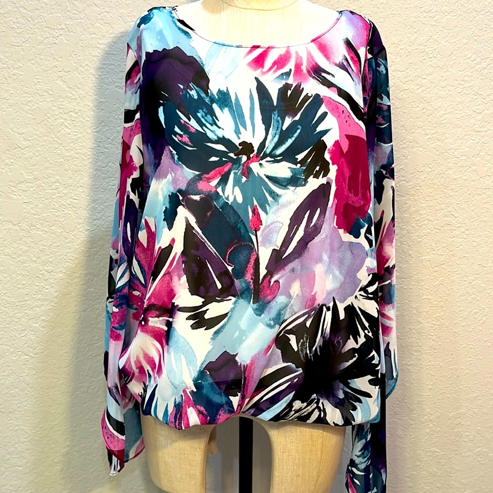 Pink, purple, and teal Alfani blouse